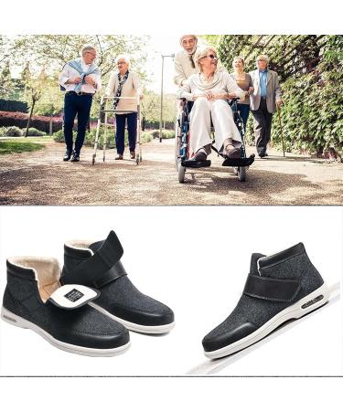 Women's Wide Width Elderly Shoes - Winter Thermal Fleece Lined Adjustable Edema & Diabetic Shoes - Lightweight Non-Slip Walking Shoes for Seniors - Size 9 Black - Buy Online on GoSupps.com