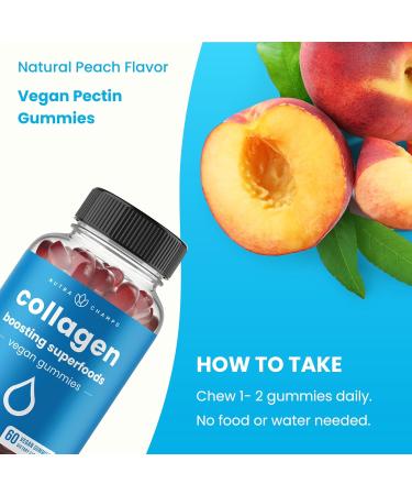 NutraChamps Collagen Boosting Gummies, Collagen Booster Gummy for Natural Collagen Production, Vegan Pectin Supplements Chews for Women & Men, 60 Peach Vitamins Gummies 60 Count (Pack of 1) - Buy Online on GoSupps.com
