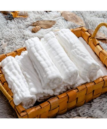 Baby Muslin Washcloths- Natural Muslin Cotton Baby Wipes - Soft Newborn Baby Face Towel for Sensitive Skin- Baby Registry as Shower  10 Pack 12x12 inches by MUKIN (White) - Buy Online on GoSupps.com