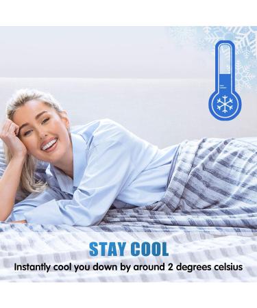 Premium Cooling Blanket for Hot Sleepers | Lightweight Breathable Summer Blanket | 50x70 Navy Blue Stripe Throw XL | Ideal for Night Sweats & Menopause - Buy Online on GoSupps.com