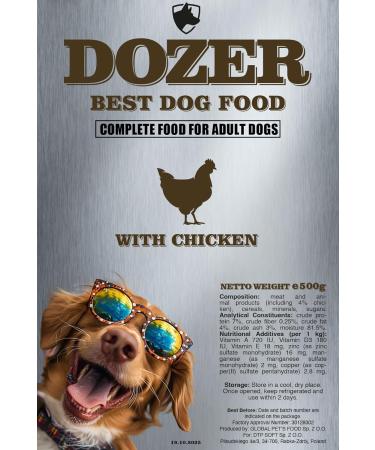 DOZER Adult Dog Food 10 x 500 g | Complete Food with Chicken | Natural and Nutritious | Premium Dog Food 10 x 500 g - Buy Online on GoSupps.com
