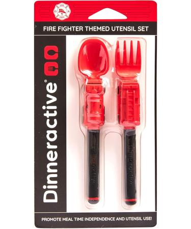 Dinneractive Firefighter Themed Utensil Set for Kids - 2-Piece Red Fork and Spoon for Toddlers - Buy Online on GoSupps.com
