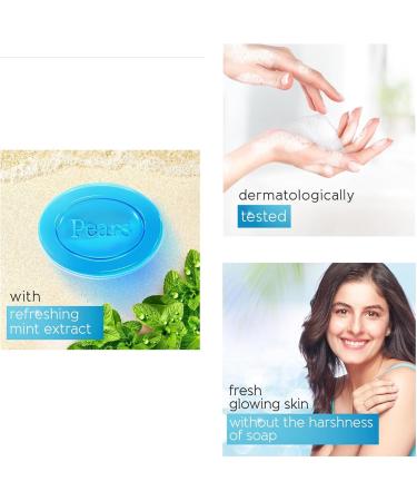 3x 125g Pears Pure & Gentle Transparent Natural Oils Soap Bar - Made with Mint Extracts Nourishing and Refreshing Bathing Cleanser Gentle & Soothing Skin Care Pure Transparency - Buy Online on GoSupps.com