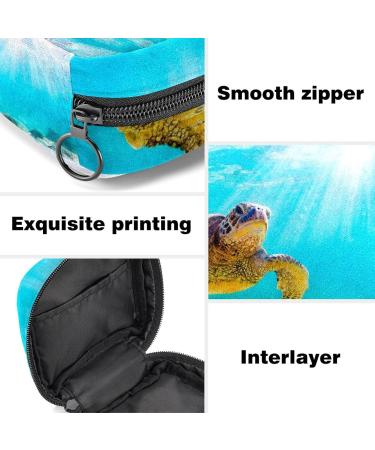 Womens Napkin Storage Bag - Hawaiian Green Sea Turtle Design | Portable Menstrual Cup & Bandages Organizer - Buy Online on GoSupps.com