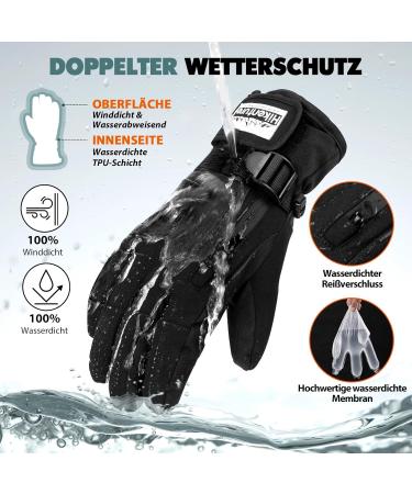 Hikenture Men's Winter Gloves | Waterproof Windproof Touchscreen Ski Gloves | 3M Thinsulate | Perfect for Skiing Cycling & Running - Size M Black - Buy Online on GoSupps.com