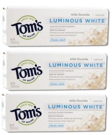 Tom's of Maine Natural Luminous White Fluoride Travel Size Toothpaste (3 Tubes)