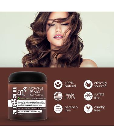 ArtNaturals Argan Hair Mask Conditioner (8 Oz) - Deep Conditioning Treatment with Organic Jojoba Oil, Aloe Vera, and Keratin - for Repairing Dry, Damaged, Color Treated Hair - Promotes Natural Hair Growth - Sulfate Free - Buy Online on GoSupps.com