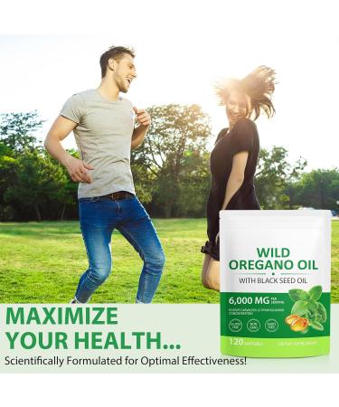 Oil of Oregano with Black Seed Oil 6000mg Oregano Oil Capsules Organic with Black Seed Oil 200mg Wild Oregano Oil Immune and Antioxidant Support Non-GMO Gluten Free (120 pieces of white and green) 1 Count (Pack of 120) - Buy Online on GoSupps.com