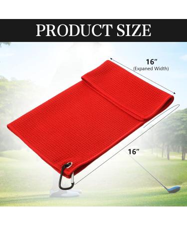 4 Pack Microfiber Golf Towel Set with Clip | Waffle Pattern | Golf Accessories for Men and Women | Multiple Colors (Red, Orange, Yellow, Purple) - Buy Online on GoSupps.com