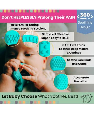 Bite Toys for Babies | BPA-Free Silicone Elephant Bite Ring - Cute Soft & Effective | 0-12 Months Dark Mint Green - Buy Online on GoSupps.com