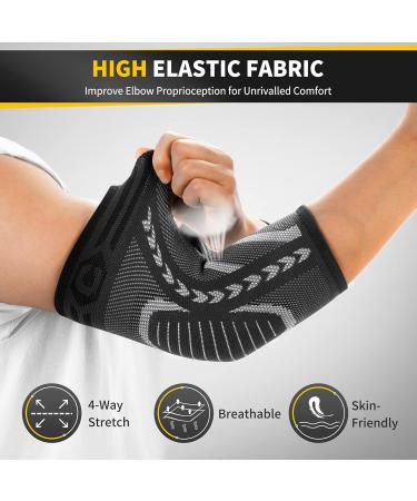 CAMBIVO Tennis Elbow Brace 2 Pack - Arm Compression Sleeves for Tendonitis, Golfers Elbow - Medium Grey, Women and Men - Support for Weightlifting, Basketball, Workout - Buy Online on GoSupps.com