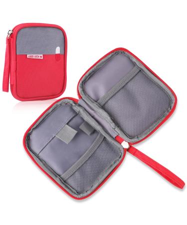 Tikplus travel pharmacy bag portable medication bag small mini first aid bag empty waterproof travel pharmacy pocket emergency bag for home camping (red)