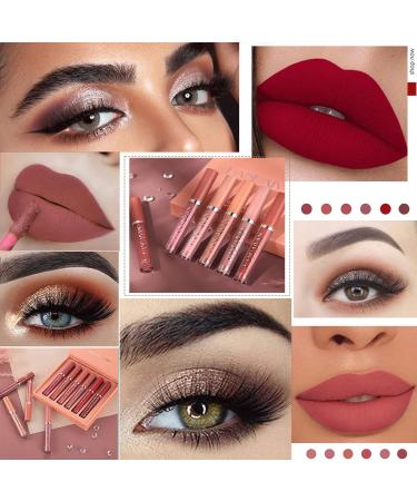 3Pcs Neutral Shimmer Eyeshadow Stick & 6Pcs Matte Liquid Lipstick Set for Long-Lasting Makeup - Buy Online on GoSupps.com