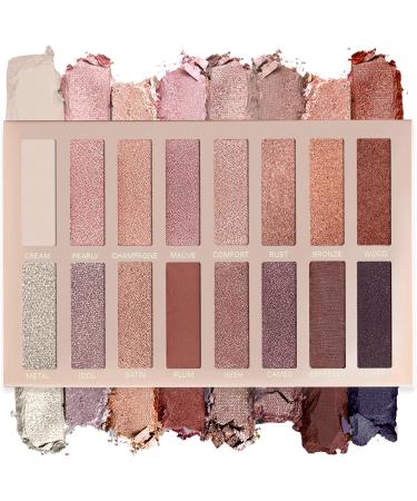Professional Eyeshadow Palette - 16 Colors, Matte + Shimmer, Highly Pigmented, Natural Bronze Neutral Smoky Shades - Lamora Exposed Nude - Buy Online on GoSupps.com