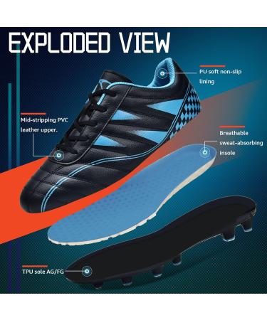 Buy Littleplum Kids Football Boots - Outdoor Athletic Soccer Shoes in Black/Blue (EU 36) | Top Quality & International Shipping - Buy Online on GoSupps.com