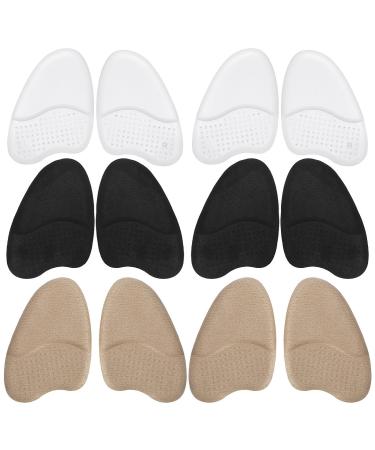 KALLORY 6 Pairs of Metatarsal Pads Ball of Foot Cushion Reusable Forefoot Pads High Heel Inserts Pads for Women