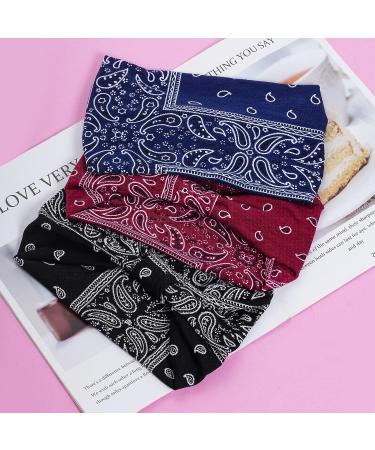 Yymobt 3-Piece Boho Wide Headbands for Women - Non Slip Knot Hairband for Yoga, Sports, Gym - Buy Online on GoSupps.com