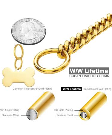 W/W Lifetime Choke Chain Dog Collar 10MM Cuban Link Dog Chain for Pitbull Choke Collar 18K Gold Metal Stainless Steel Heavy Duty Slip Dog Collars for Small Dogs (10MM 20") 20" (Can Over Head 18"-20") - Buy Online on GoSupps.com