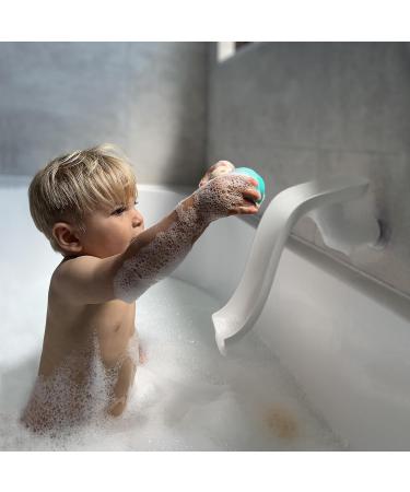 Matchstick Monkey Antimicrobial Baby Bath Toy Slide Set with Easy Grip Sensory Learning - 1 Slide + 3 Animal Rocks, White - Ages 12M - Buy Online on GoSupps.com