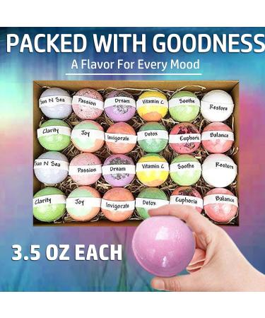 Nurture Me Organic Bulk Bath Bombs Gift Set - 24 Piece Moisturizing Bath Bomb Kit - Best Valentines Gifts for Women, Mom, Girls, Teens - 3.5 oz Each - Buy Online on GoSupps.com