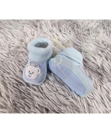 Royal Icon 2 Pairs Baby Booties 0-3 Months | Adorable & Safe Slippers for Newborn Boys & Girls | Soft & Stylish Baby Boots for Indoor & Outdoor Use | White Blue Teddy Design - Buy Online on GoSupps.com