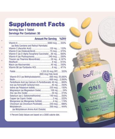 Just One - Once Daily Bariatric Multivitamin with Iron (30) 30 Count (Pack of 1) - Buy Online on GoSupps.com