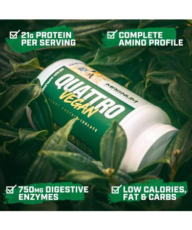 Magnum Nutraceuticals Vegan Quattro Plant-Based Protein Powder Isolate - Chocolate 2lb | Best Vegan Protein for Muscle Growth & Recovery - Buy Online on GoSupps.com