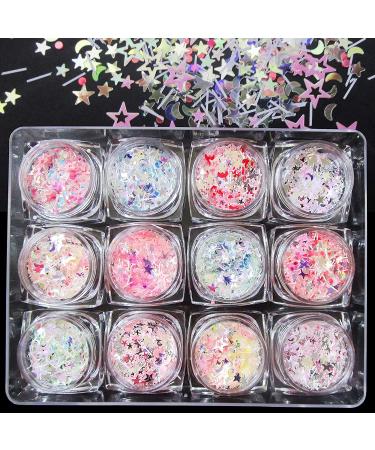 12pcs boxes glitter make up set |Chunky glitter nails glitter sequin make -up glitter set cosmetics for hair art decorative eyes lips hair body party color 4