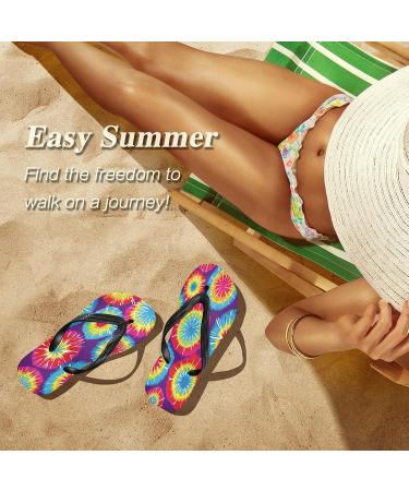 Mnsruu Round Tie Dye Flip Flops | Stylish XS Footwear for Home Hotel Spa & Travel - Unisex Comfort for Men & Women - Buy Online on GoSupps.com