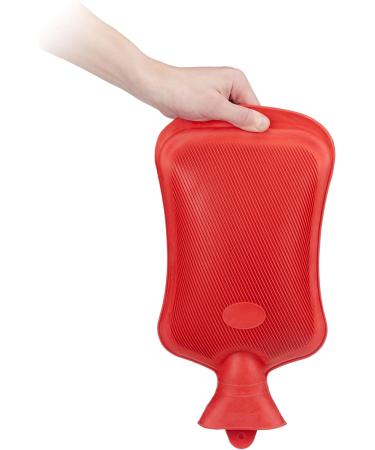 Relaxdays Hot Water Bottle Set | 2L Durable & Safe Odourless Natural Rubber Red - Ideal for Comfort & Warmth - Buy Online on GoSupps.com