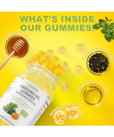 6000mg Oregano + 2000mg Black Seed Oil | Aceite de or gano Gummies | 4X Strength Carvacrol & Thymoquinone | Supports Immune and Gut Health | Non-GMO, Natural Honey Flavor Honey 60 Count (Pack of 1) - Buy Online on GoSupps.com
