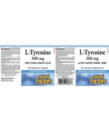 Natural Factors L-Tyrosine 500mg | 60 Vegetarian Capsules - Boost Mood & Focus - Buy Online on GoSupps.com