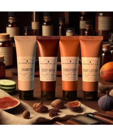 Woodbury & Co Travel Size Toiletries Set | Shampoo Conditioner Body Wash Lotion & Soap (150 PK 1 oz) | Bulk Mini Hygiene Kits for Airbnb & Guest Bathrooms - Sulfate Free - Buy Online on GoSupps.com