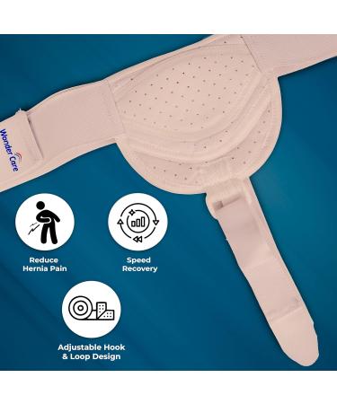 Wonder Care Hernia Belt for Men - Inguinal Support with Removable Compression Pads | Pain Relief Truss Brace - Flexible & Adjustable Groin Straps (Beige S/M 34-44 inch - Buy Online on GoSupps.com
