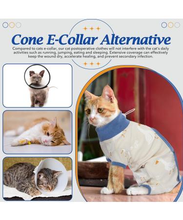 Dertrun XL Blue Cat Surgery Soft Romper for Male & Female - Anti-Lick Wound Suit & Cone Replacement - Post-Surgery Recovery Gear - Buy Online on GoSupps.com