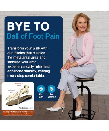 Orthotic Shoe Insoles for Ball of Foot Pain & Flat Feet | Metatarsalgia Relief - Full Length (Men's 8-9.5 Women's 9.5-11 - Buy Online on GoSupps.com