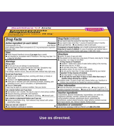 Esomeprazole Magnesium 20mg - 42 Count | HealthCareAisle Acid Reducer for Heartburn Relief - International Shipping Available - Buy Online on GoSupps.com