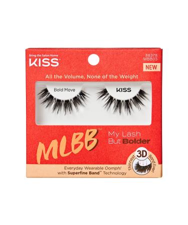 KISS My Lash But Bolder 3D Volume False Eyelashes - Bold Move  Black  Comfortable  Voluminous  Natural-Looking  Faux Mink  Vegan  Fuller  3D Lashes  Superfine  Knotless  Fluffy & Soft | 1 Pair