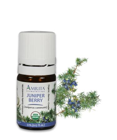 Amrita Aromatherapy Organic Juniper Berry Essential Oil 100% Pure Undiluted Juniperus communis Therapeutic Grade Premium Quality Aromatherapy Oil Tested & Verified 5ML