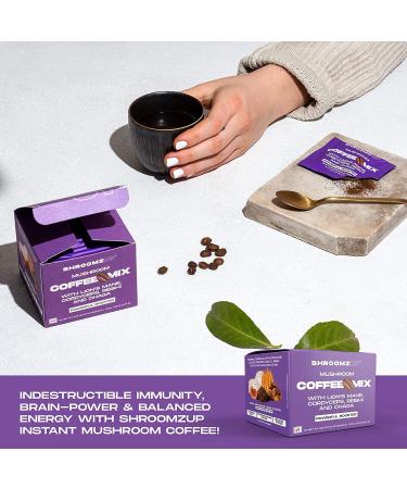 ShroomzUp Mushroom Coffee Instant - 15 Pack with Lions Mane, Reishi, Chaga & Cordyceps Mushrooms - Vegan Nootropic Coffee for Focus - Arabica & Robusta Blend - Buy Online on GoSupps.com