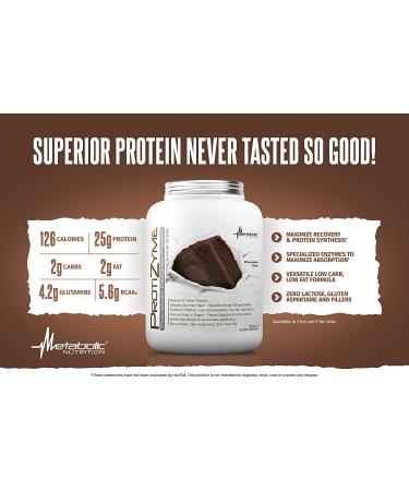 Metabolic Nutrition Protizyme 100% Whey Protein Powder | High Protein Low Carb Low Fat with Digestive Enzymes | 24 Vitamins & Minerals | Vanilla Cake 2lb - Buy Online on GoSupps.com