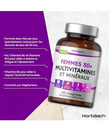 Multivitamins Women 50 Years | 27 Multivitamins Minerals and Essential Plants | with Vitamin C for Normal Collagen Formation Biotin B6 and B12 | 120 Vegetarian Tablets | by Horbaach - Buy Online on GoSupps.com