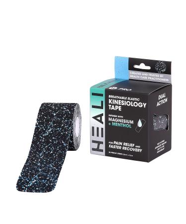 Heali Precut Kinesiology Tape Infused with Magnesium & Menthol - Roll - 20 Strips - 2" x 10" (5cm x 25cm) - Synthetic Silk, Latex Free, Strong Adhesive to Last 4-7 Days -Splatter Paint Design