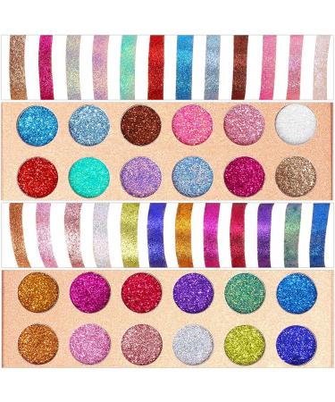 DE'LANCI Glitter Eyeshadow Palette - 24 Colors, Highly Pigmented Metallic Shimmer Shadows for Women and Girls - Cruelty Free, Pressed Chunky Glitter Set - Buy Online on GoSupps.com