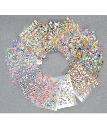WOKOTO 50Pcs Self-adhesive 3D Nail Stickers - Floral Nail Decals for Women, Girls, Kids - Includes Tweezers - Buy Online on GoSupps.com