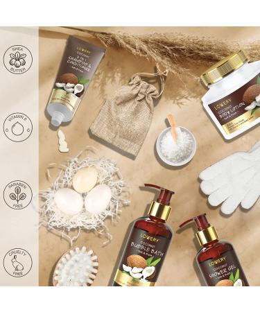 Fathers Day 13Pc Premium Coconut Spa Kit in Vintage Wooden Box - Body Lotion, Handmade Soap, Bath Bomb, Shampoo & Conditioner Set for Men & Women - Buy Online on GoSupps.com