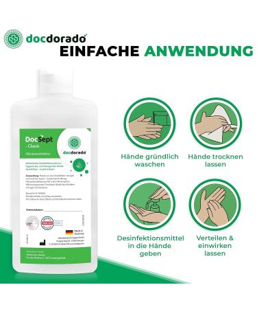 Buy Docsept Classic Hand Disinfectant - VAH Listed Dermatest Very Good | Available in Various Sizes (1000ml) | International Shipping - Buy Online on GoSupps.com
