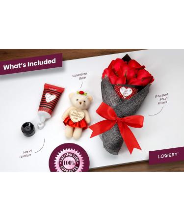 Birthday Gifts for Her | Spa Bath Gift Basket with Red Rose & Jasmine | Essential Oils Soaps Hand Lotion & Stuffed Bear - Buy Online on GoSupps.com
