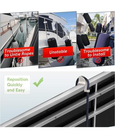 Adjustable Pontoon Boat Fender Clips | Square Rail Cleats 4 Pack - Gray | Pontoon Bumper Accessories - Buy Online on GoSupps.com