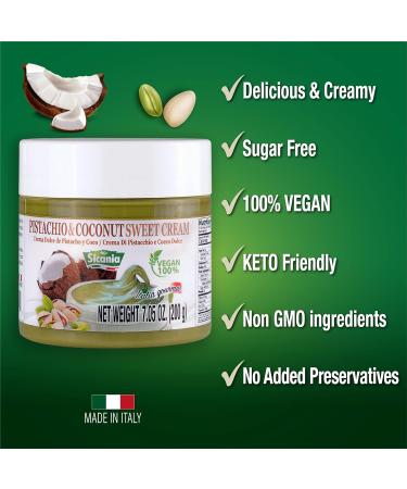 Buy SICANIA Pistachio & Coconut Vegan Sweet Cream | 100% Italian Dairy-Free Gluten-Free Non-GMO - Perfect for Desserts Pastries & More - 200g Shipping Worldwide - Buy Online on GoSupps.com